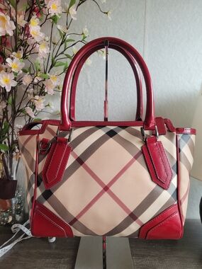 Burberry Red Trim Tote Bag
